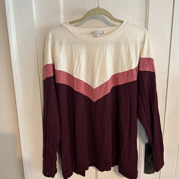 | Threads 4 Thought | Pink and Cream Chevron Sweatshirt - Picture 1 of 5